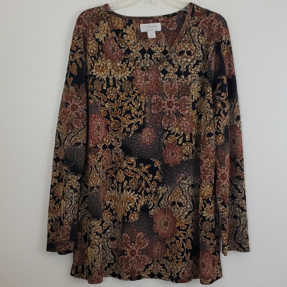 C.J. Banks Artsy Multicolored Tunic Top 2X